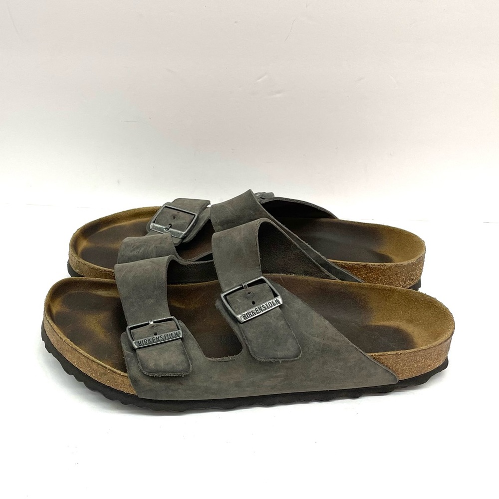 Birkenstock Men Arizona BirkoFlor Birkibuc oil dark grey leather sandals euro 43